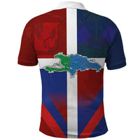 Haiti and Dominican Republic Polo Shirt Hispaniola with Emblems and Flag Style