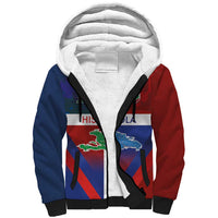Haiti and Dominican Republic Sherpa Hoodie Hispaniola with Emblems and Flag Style