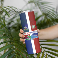 Haiti and Dominican Republic Skinny Tumbler Hispaniola with Emblems and Flag Style