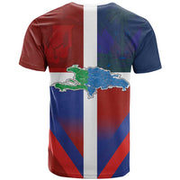 Haiti and Dominican Republic T Shirt Hispaniola with Emblems and Flag Style