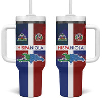 Haiti and Dominican Republic Tumbler With Handle Hispaniola with Emblems and Flag Style