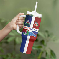 Haiti and Dominican Republic Tumbler With Handle Hispaniola with Emblems and Flag Style