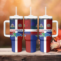 Haiti and Dominican Republic Tumbler With Handle Hispaniola with Emblems and Flag Style