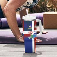 Haiti and Dominican Republic Tumbler With Handle Hispaniola with Emblems and Flag Style