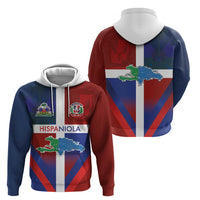 Haiti and Dominican Republic Zip Hoodie Hispaniola with Emblems and Flag Style