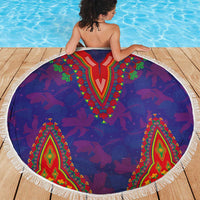 Haiti Choeblack Dashiki Style Beach Blanket Blue Color