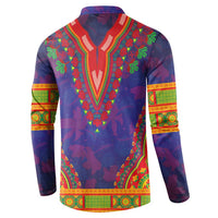 Haiti Choeblack Dashiki Style Button Sweatshirt Blue Color