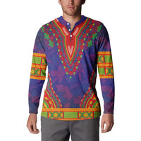 Haiti Choeblack Dashiki Style Button Sweatshirt Blue Color