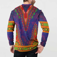 Haiti Choeblack Dashiki Style Button Sweatshirt Blue Color