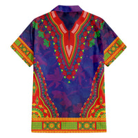 Haiti Choeblack Dashiki Style Family Matching Long Sleeve Bodycon Dress and Hawaiian Shirt Blue Color