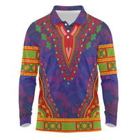 Haiti Choeblack Dashiki Style Long Sleeve Polo Shirt Blue Color