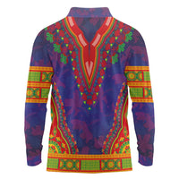 Haiti Choeblack Dashiki Style Long Sleeve Polo Shirt Blue Color