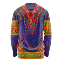 Haiti Choeblack Dashiki Style Long Sleeve Shirt Blue Color