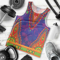 Haiti Choeblack Dashiki Style Men Tank Top Blue Color