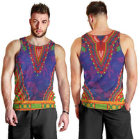 Haiti Choeblack Dashiki Style Men Tank Top Blue Color