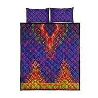 Haiti Choeblack Dashiki Style Quilt Bed Set Blue Color