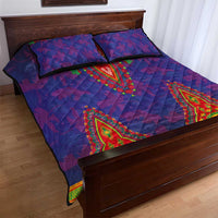 Haiti Choeblack Dashiki Style Quilt Bed Set Blue Color