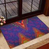 Haiti Choeblack Dashiki Style Rubber Doormat Blue Color