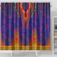 Haiti Choeblack Dashiki Style Shower Curtain Blue Color