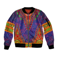 Haiti Choeblack Dashiki Style Sleeve Zip Bomber Jacket Blue Color