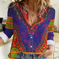 Haiti Choeblack Dashiki Style Women Casual Shirt Blue Color