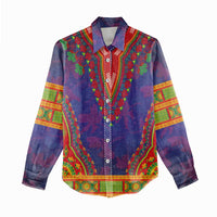 Haiti Choeblack Dashiki Style Women Casual Shirt Blue Color