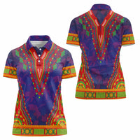 Haiti Choeblack Dashiki Style Women Polo Shirt Blue Color