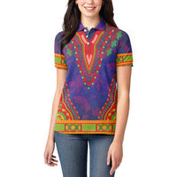 Haiti Choeblack Dashiki Style Women Polo Shirt Blue Color