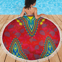 Haiti Choeblack Dashiki Style Beach Blanket Red Color