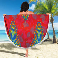 Haiti Choeblack Dashiki Style Beach Blanket Red Color
