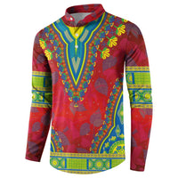 Haiti Choeblack Dashiki Style Button Sweatshirt Red Color