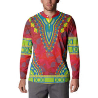 Haiti Choeblack Dashiki Style Button Sweatshirt Red Color