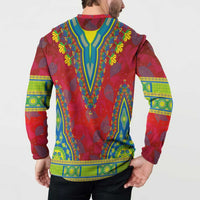 Haiti Choeblack Dashiki Style Button Sweatshirt Red Color