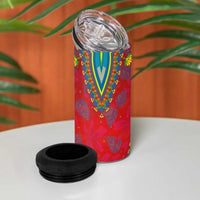 Haiti Choeblack Dashiki Style 4 in 1 Can Cooler Tumbler Red Color