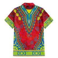 Haiti Choeblack Dashiki Style Family Matching Mermaid Dress and Hawaiian Shirt Red Color