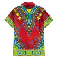 Haiti Choeblack Dashiki Style Family Matching Off The Shoulder Long Sleeve Dress and Hawaiian Shirt Red Color