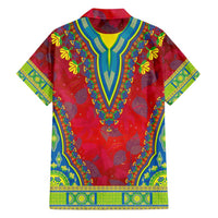 Haiti Choeblack Dashiki Style Family Matching Off Shoulder Maxi Dress and Hawaiian Shirt Red Color