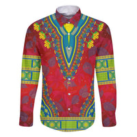 Haiti Choeblack Dashiki Style Family Matching Puletasi and Hawaiian Shirt Red Color