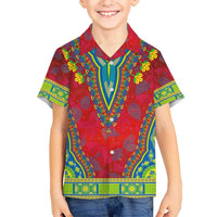 Haiti Choeblack Dashiki Style Kid Hawaiian Shirt Red Color