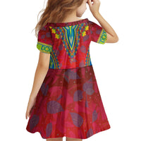 Haiti Choeblack Dashiki Style Kid Short Sleeve Dress Red Color