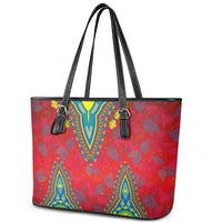 Haiti Choeblack Dashiki Style Leather Tote Bag Red Color