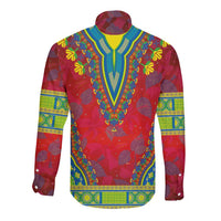 Haiti Choeblack Dashiki Style Long Sleeve Button Shirt Red Color