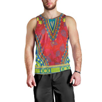 Haiti Choeblack Dashiki Style Men Tank Top Red Color