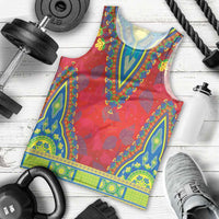 Haiti Choeblack Dashiki Style Men Tank Top Red Color