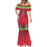 Haiti Choeblack Dashiki Style Mermaid Dress Red Color