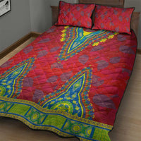 Haiti Choeblack Dashiki Style Quilt Bed Set Red Color
