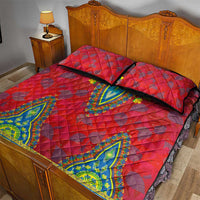 Haiti Choeblack Dashiki Style Quilt Bed Set Red Color