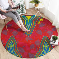 Haiti Choeblack Dashiki Style Round Carpet Red Color