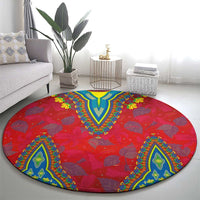 Haiti Choeblack Dashiki Style Round Carpet Red Color