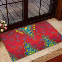 Haiti Choeblack Dashiki Style Rubber Doormat Red Color